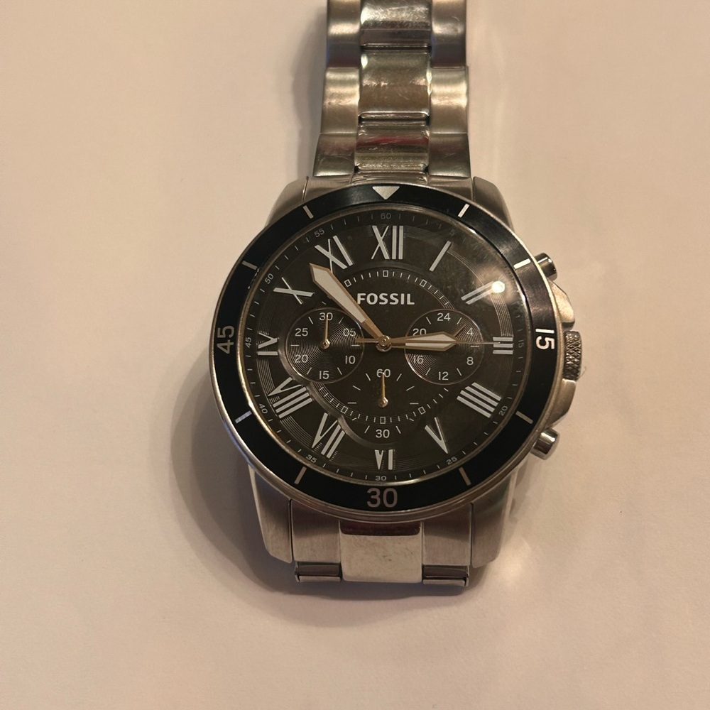 Men’s FOSSIL Neutra Chronograph Stainless Steel Watch, Silver , Quartz NEW